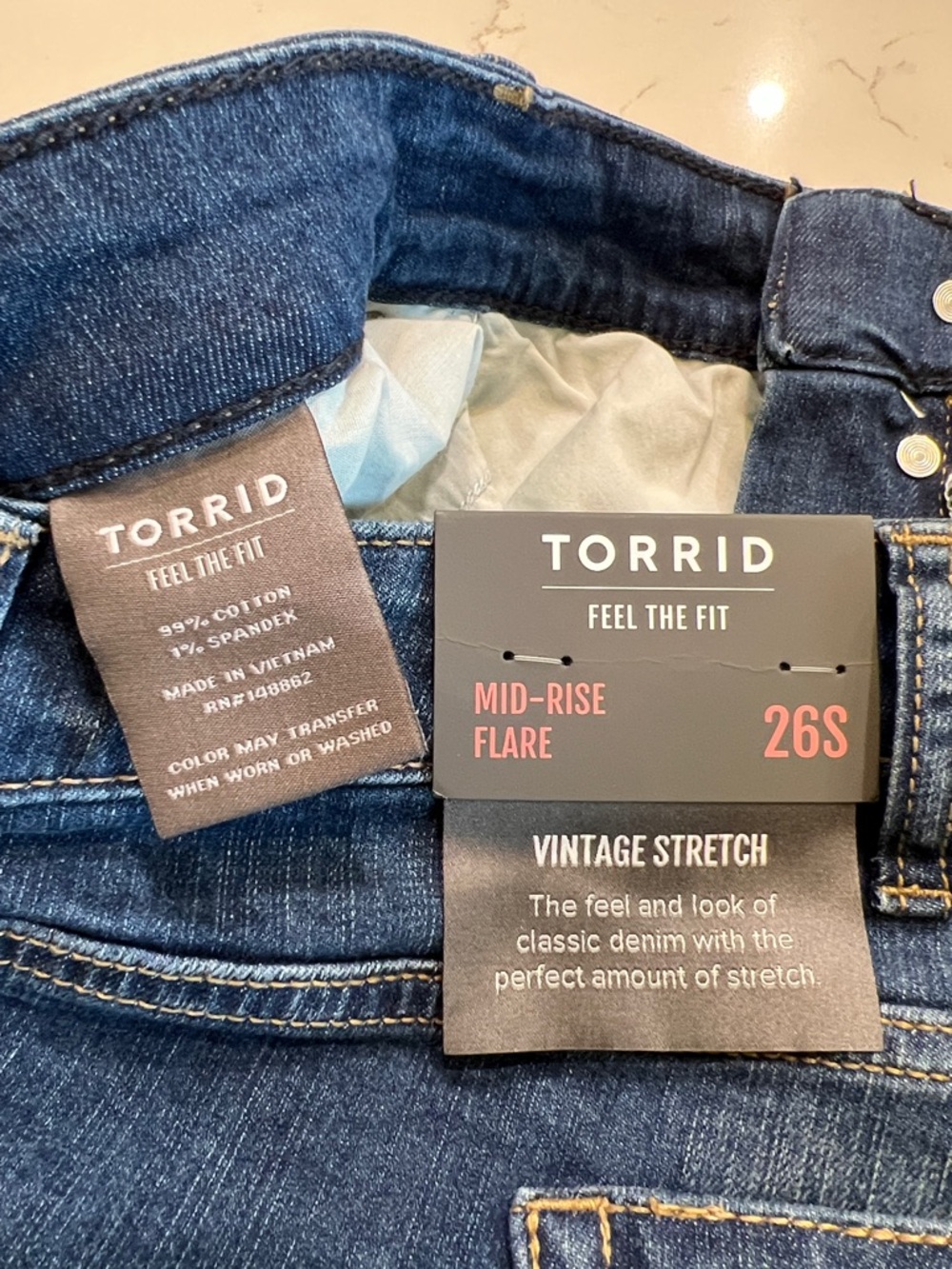 Torrid Mid Rise Flare Jeans Rockstar Dark Wash Button Fly NWT - Picture 9 of 13